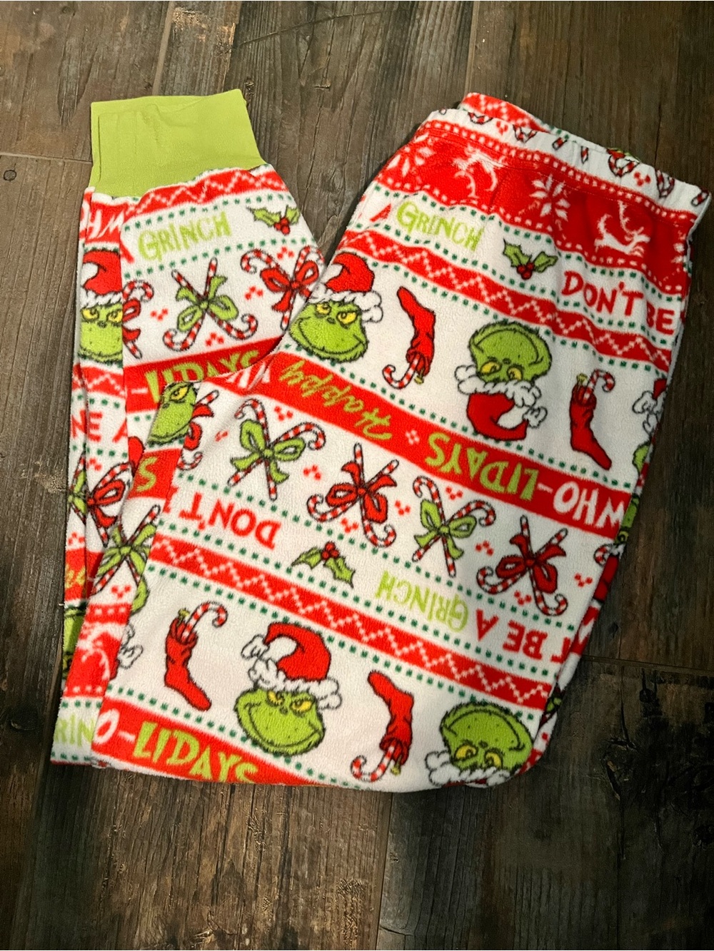 Kids Grinch Holiday Fleece Pajama Pants - Green/Red